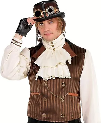 Steampunk Shirt W/Attached Vest Victorian Fancy Dress Up Halloween Adult Costume • $37.85