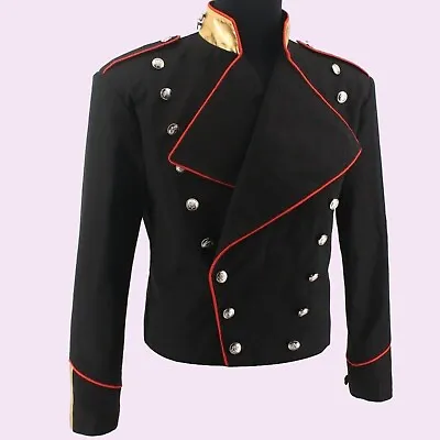 New Michael Jackson Red Trimming Military Black Men Wool Jacket • $183.87