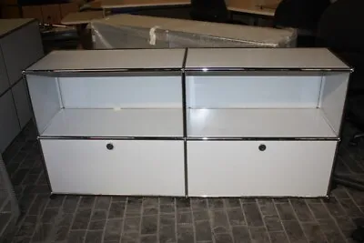 USM Haller Sideboard Shelf 4 Compartments 2 Flaps White Filing Bookcase • £1424.10