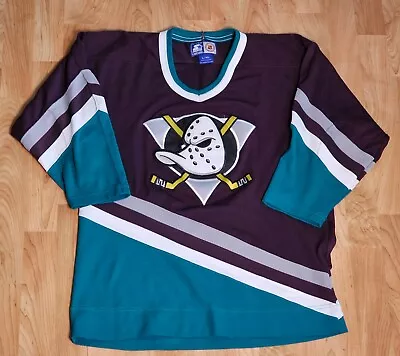 Vintage Starter Anaheim Mighty Ducks Jersey Mens L / XL NHL Hockey Streetwear • $72.98