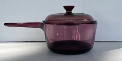 VTG - Vision Pyrex Corning Ware Teflon 1 Liter Sauce Pan Cranberry W/Lid USA • $18.99