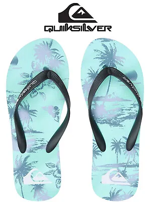 £20 • Buy Quiksilver Mens Flip Flops Black Green Toe Post Beach Sandals UK 6 7 8 9 10 11