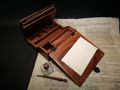 Antique Style Folding Writing Slope Lap Desk Box With Inkwell Pen Ink • $150