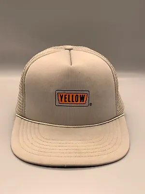 VINTAGE Trucker Hat Cap Snap Back Gray Yellow Trucking Company Mesh Made In USA • $10