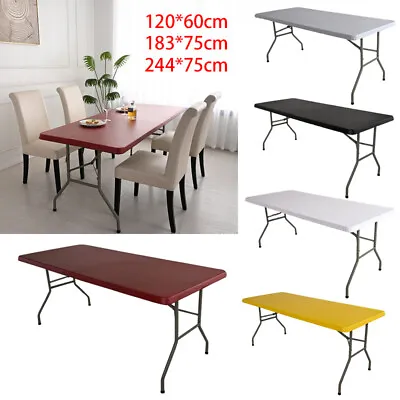 Rectangle Table Cover Waterproof  Elastic Fit Tablecloth PVC Oil Proof Protector • $27.49