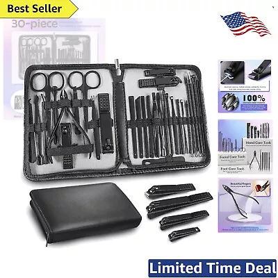 Portable Mens Grooming Kit - 30 In 1 Professional Manicure Set With Travel Case • $29.99