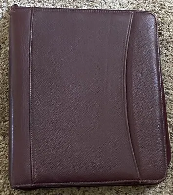Maroon Leather Franklin Covey Zipper Classic 7 Hole Planner/Binder/Organizer • $16.99