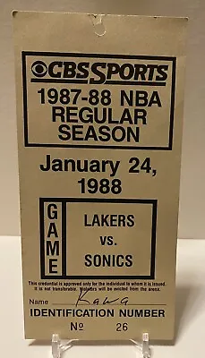 1988 Nba Cbs Sports Media Press Pass Lakers Vs Sonics Magic Johnson • $19.99