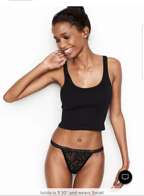 $5.99 • Buy VICTORIA SECRET The LACIE V-String Panty M  Black NWT