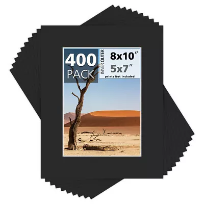 Acid Free 8x10 Black Photo Mats Mattes Matting White Core For 5x7 Pictures • $31.98