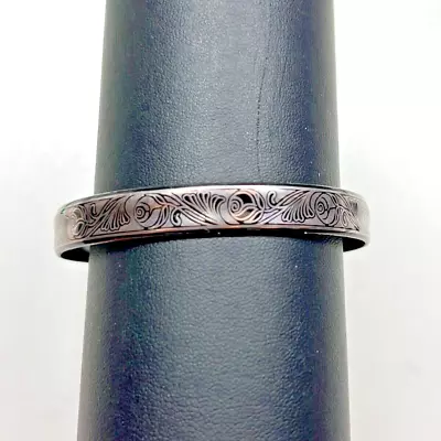 Michaela Frey Silver Tone Costume Jewelry Engraved Floral Bangle Bracelet • $29.99