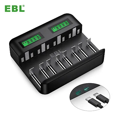 EBL LCD Battery Charger For AA AAA C D Ni-MH Batteries W/ 2A USB & Type C Port • $16.99