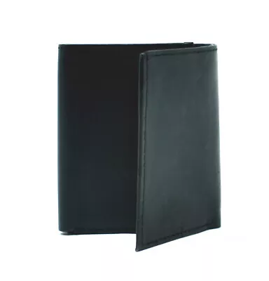 Men Black Genuine Leather Trifold Wallet ID Window Credit Card Holder Purse • $8.99