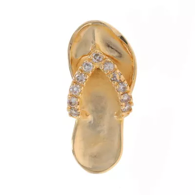 Na Hoku Diamond Flip-Flop Pendant Yellow Gold 14k Rnd.22ctw Summer Sandal Beach • $599.99