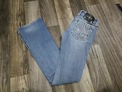 Miss Me Jeans Womens Sz 25 Boot Cut Rhinestone Low Rise Bedazled Inseam 30 • $25.75