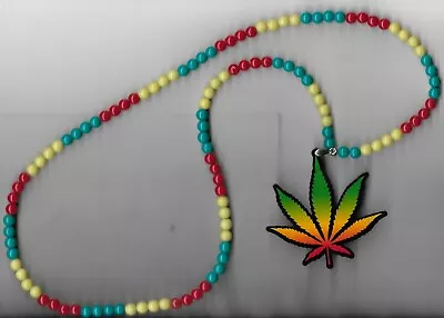 $7.19 • Buy Marijuana Raggae Handmade Necklace Pendent Rasta Plastic Rasta Pattern Beads