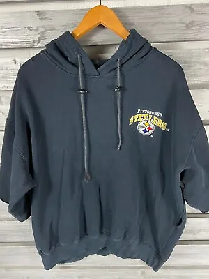 Vtg Distressed NFL Pro Line Starter Pittsburgh Steelers Hoodie Sweatshirt Mens L • $20.09