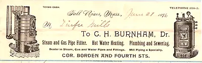 1894 C H Burnham Steam & Gas Pipe Fitter Hot Water Heating  FALL RIVER MA AA30 • $12.99