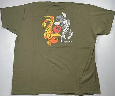 T&C Surf Designs Shirt Mens 3XL Army Green Koi Fish Surf Skateboard Graphic T • $17