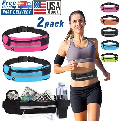 US 2pack Waterproof Sport Runner Waist Bag Running Jogging Belt Pouch Fanny Pack • $7.98