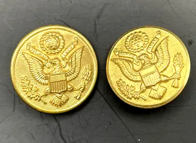 Vintage Waterbury Co. Army Coat Of Arms Uniform Buttons Set Of 2 Gold Tone Shank • $13.49