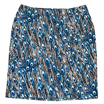 Talbots Peacock Feather Print Pencil Skirt Size 12 Petite • $16.79