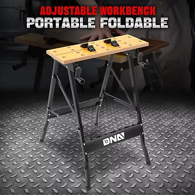 220lbs. Adjustable Portable Foldable Workbench With Measuring Ruler & Protractor • $39.99