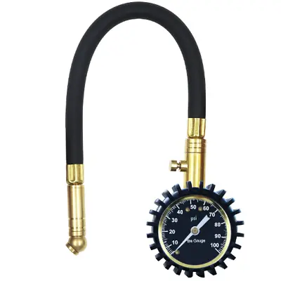 Car Motorcycle Tyre Air Pressure Meter Tester Gauge Round Dial With Rubber Tube • $19.92