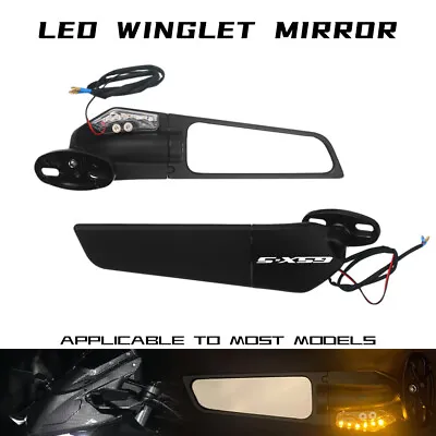 LED Light Larger Rear View Winglet Mirrors Rearview For SUZUKI GSX-S 750 1000 • £51.59