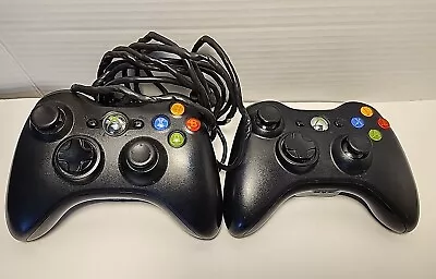 PARTS/DMG Set Of 2 Microsoft OEM Genuine Controllers Black For Xbox 360 • $17.95