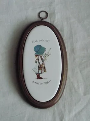 Original Holly Hobbie Oval Tile On Wood Wall Plaque Picture • £7