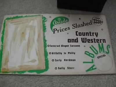 Vintage Arcade Records Country And Western Cardboard Store Display Advertising • $45