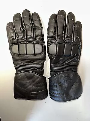 Men's Genuine Leather Motorcycle Gloves Riding Gauntlet BLACK Large • $20