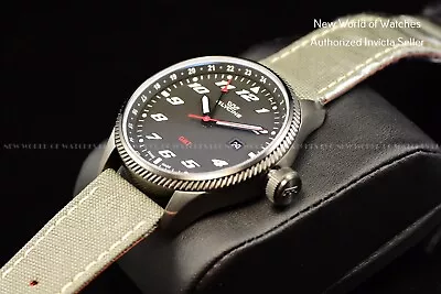 GLYCINE Airman Contemporary 45mm Black Dial Gray Cordura Band Swiss Watch GL1006 • $189.99
