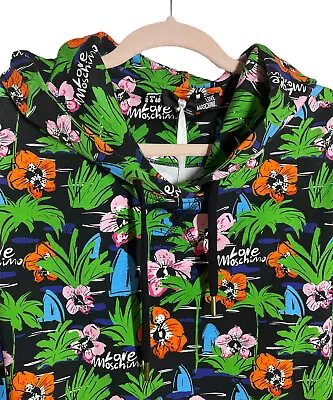 Love Moschino Womens Sweatshirt Size 4 Hawaiian Floral Print Crop Hoodie • $107.99