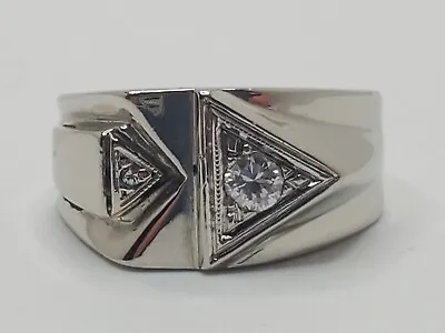 Mens 10k Solid White Gold .25ct Natural Diamond W/ Accent Unique Ring Size 9.25 • $499.99