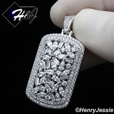 925 Sterling Silver Icy Baguette Cz Gold Plated/silver 3d Dog Tag Pendant*sp251 • $39.99