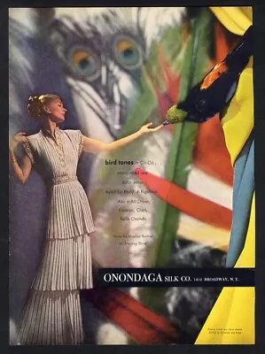MAURICE RENTNER Fashion Ad 1947 ONONDAGO Silk Co Evening Gown • $9.95