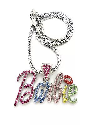 Women Multi Color Barbie Cubic Zirconia Pendant 18  Franco Choker Chain Necklace • $19.99