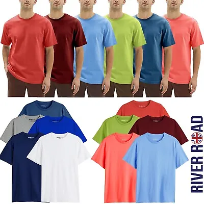 3 & 5 Pack Mens T Shirts Cotton Plain Short Sleeve Round Crew Neck Multipack Tee • £11.99