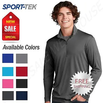 Sport-Tek Mens 1/4-Zip Pullover Long Sleeve Lightweight Cadet Collar ST357 • $15.50