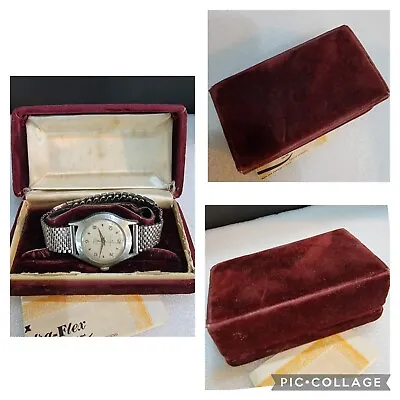 Vintage Presentation Box Red Burgundy Velvety 1950's Mens Towne Watch Poor Cond • $38.50