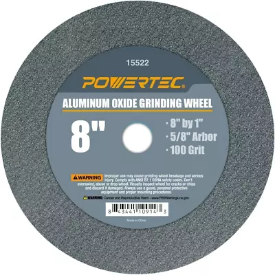 POWERTEC 15522 Bench And Pedestal Grinding Wheels 8 Inch X 1 Inch 5/8 Arbor 1 • $25.49