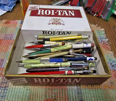 Vintage Lot Of 65 Advertising Mechanical Pencils W/cigar Box !! • $25