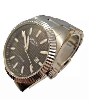 Rotary GB00426/04 Automatic. Stylish Fluted Bezel Black Waffle Dial. • £99