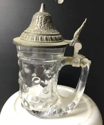 Vintage Miniature Beer Stein 3.5” With A Pewter Lid FREE SHIP • $15.38