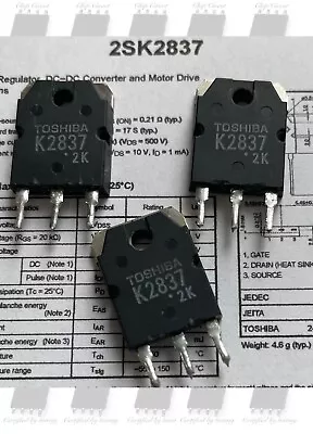 K2837 TOSHIBA Field Effect Transistor Silicon N Channel MOS Type USED 3PCS • $8.50