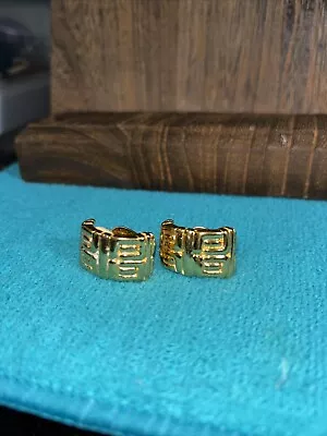 1980's Givenchy Gold Plated Clips Half Hoop Earrings Givenchy Logo • $43.60