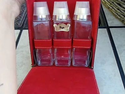 Vintage Glass Liquor Bottles Bar 6 Pc Set With Case Portable Bar  • $39.99