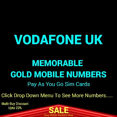 Gold Easy Mobile Number Golden Platinum Uk Vodafone Pay As You Go Sim Card • £8.49